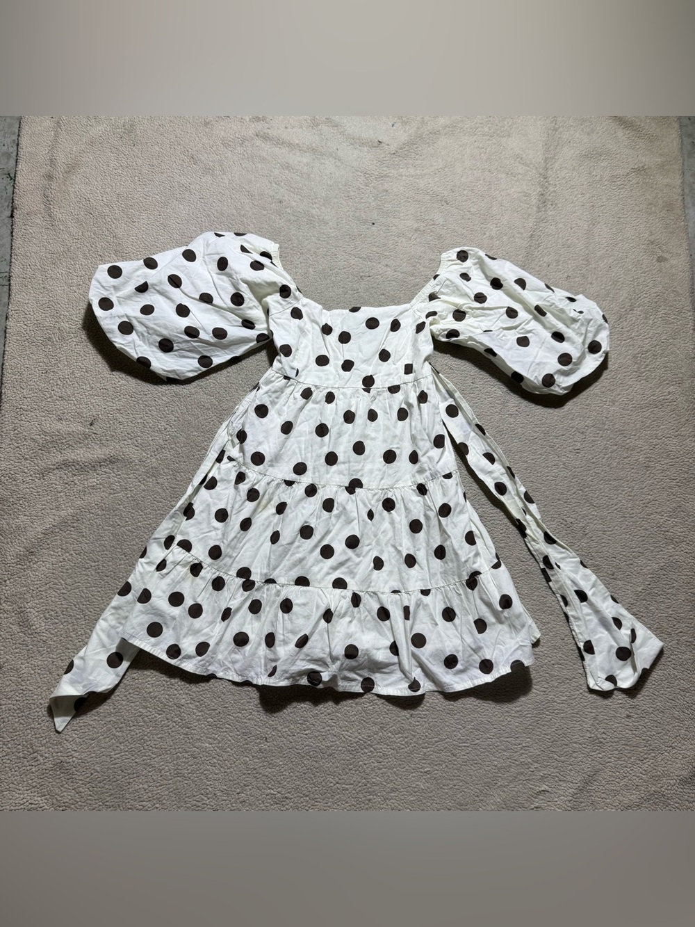 Faithfull The Brand Dress Womens 2P Petite White Black Polka Dot Short Sleeve